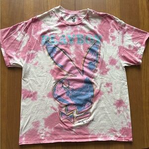 Playboy Pink and White Tye Dye Tshirt XL Andy Warhol design